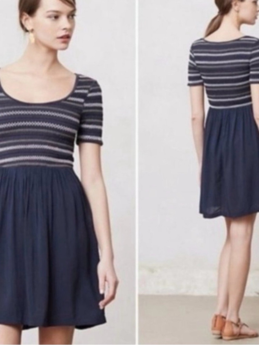 Anthropologie Saturday Sunday Navy Scoop-Neck Mini Dress